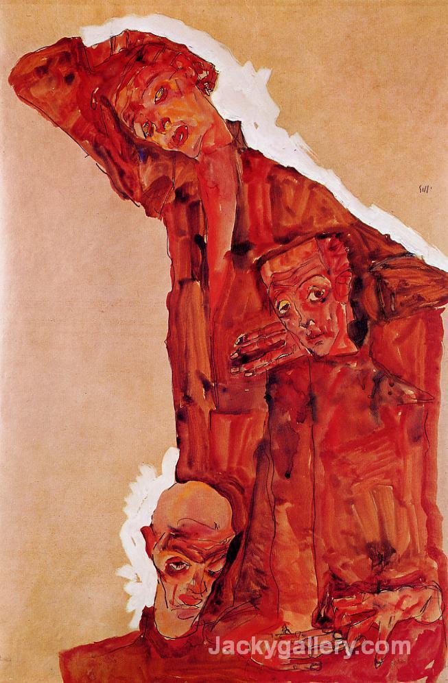Composition with Three Male Figures (Self Portrait) by Egon Schiele paintings reproduction